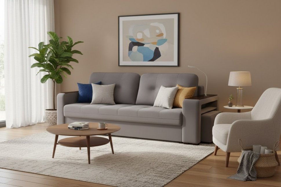 Диван Smart 4 пуф справа Б3-3Т-Б4 СК Велюр Velutto 19