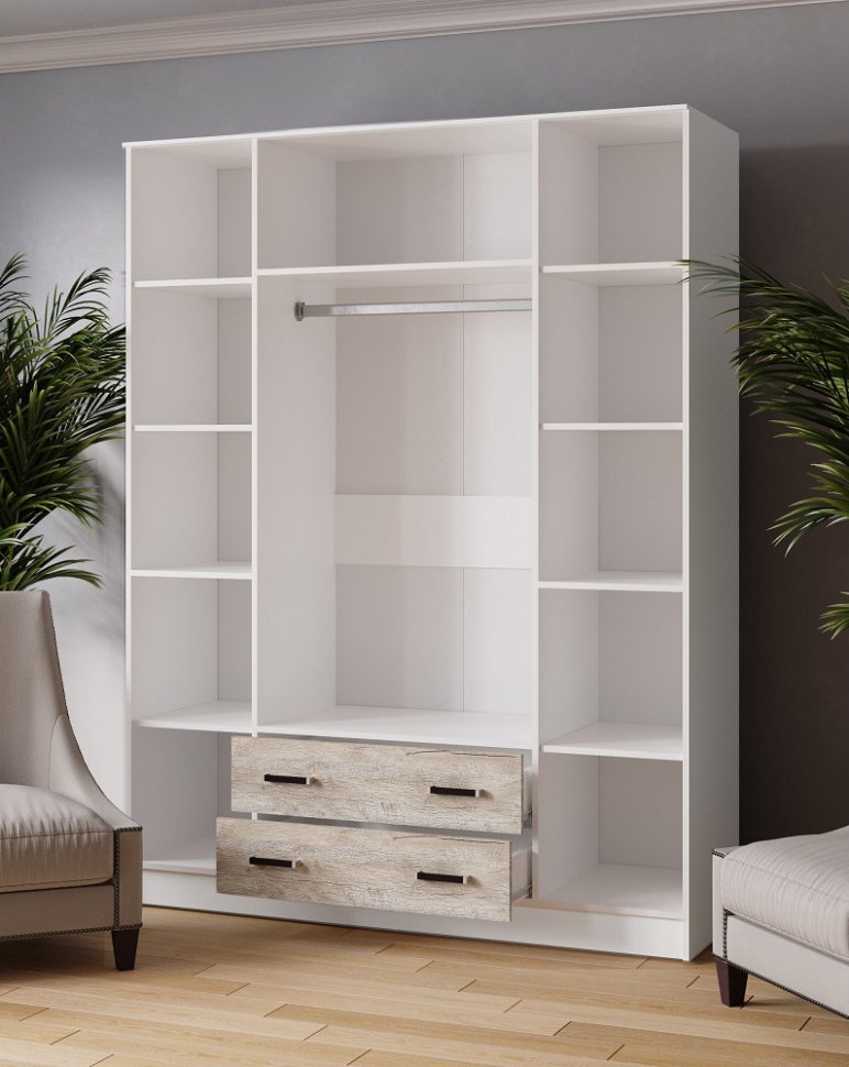 Шкаф четырехдверный с зеркалами 1600 Лагуна (ТЭКС) Дуб Юкон