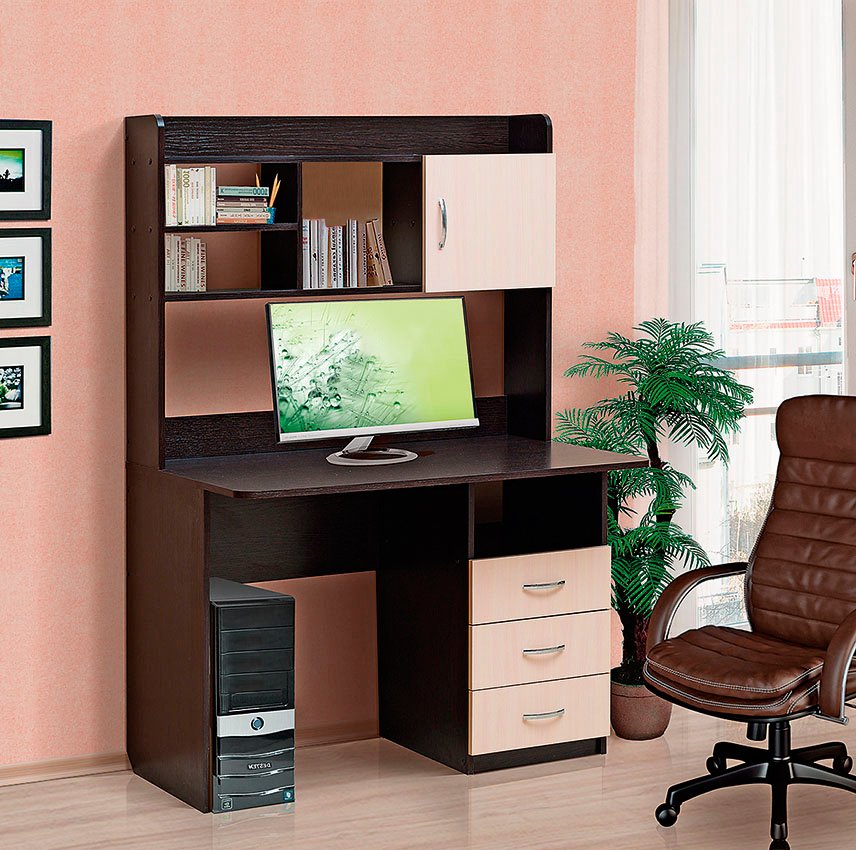 Стол компьютерный 4 Эльбрус-М (Венге/Дуб беленый)