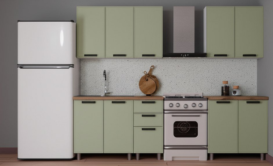 Кухня Аленушка 2 м Магнолия Фисташка/Фисташка,скоба черный,сонома