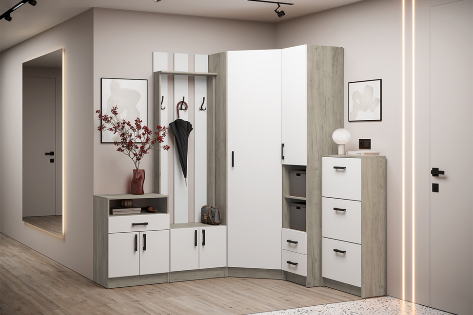 Пенал Вега, Дуб крафт серый, Белый