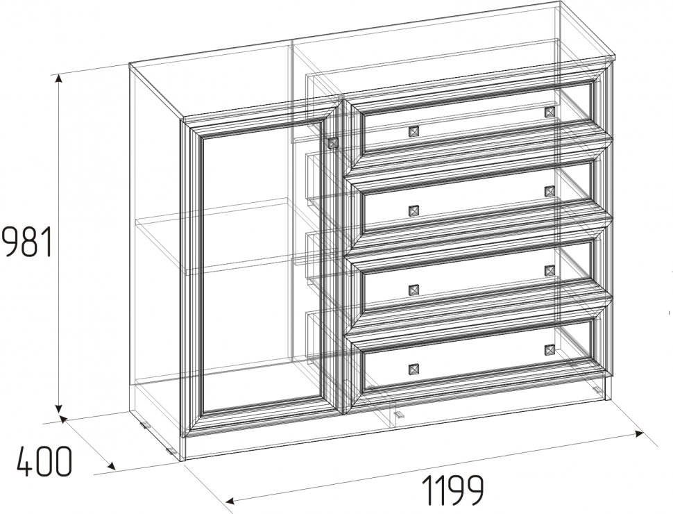 Тумба-комод МЦН Paola 5 (Глазов) Ясень Анкор светлый
