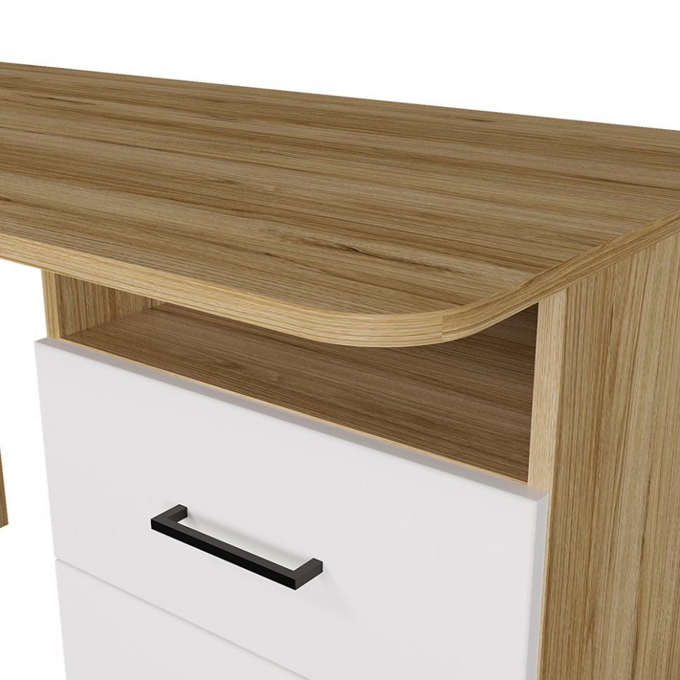 Письменный стол с ящиками Лайт (Горизонт) Белый / Дуб золотой