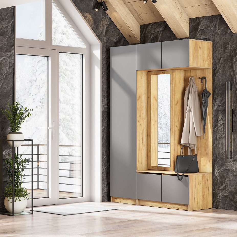 Мини-прихожая Авиньон (Графит серый / Крафт золотой)