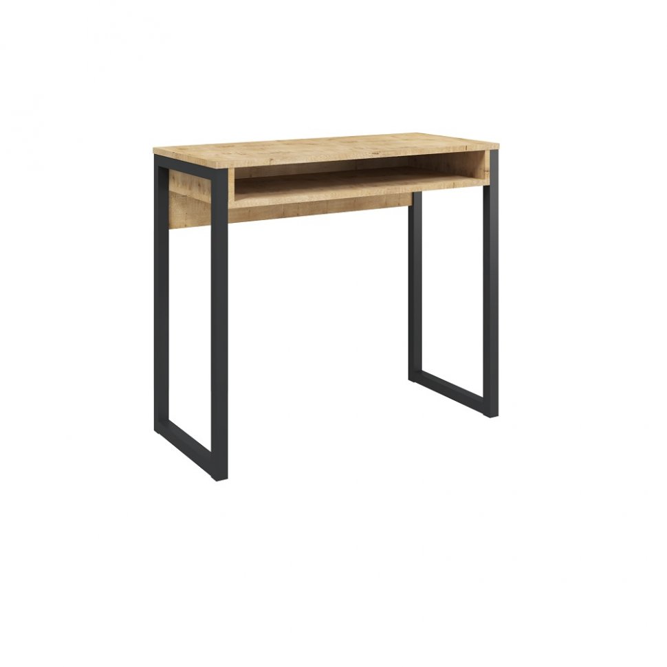 Стол письменный Леонардо на металлических опорах (Дуб бунратти/Черный)