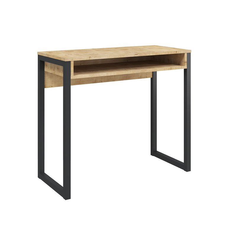 Стол письменный Леонардо на металлических опорах (Дуб бунратти/Черный)