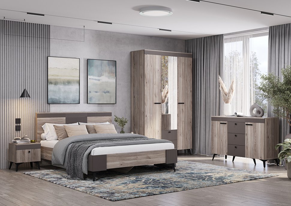 Тумба прикроватная Кассандра (БТС) ТБ-11 Дуб Смоки / Серый