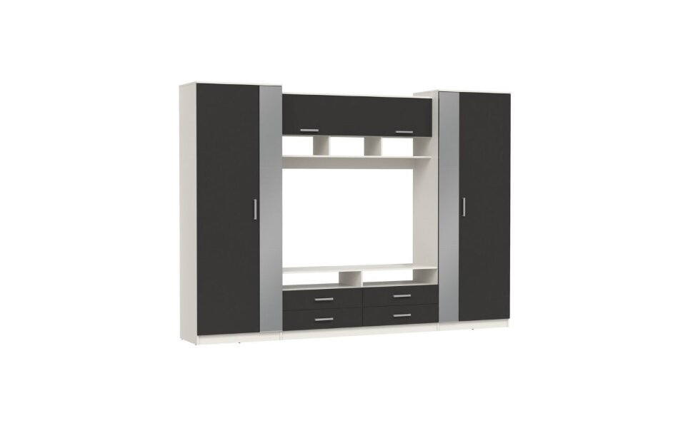 91.01 Вена шкаф многоцелевой Белый / Диамант серый