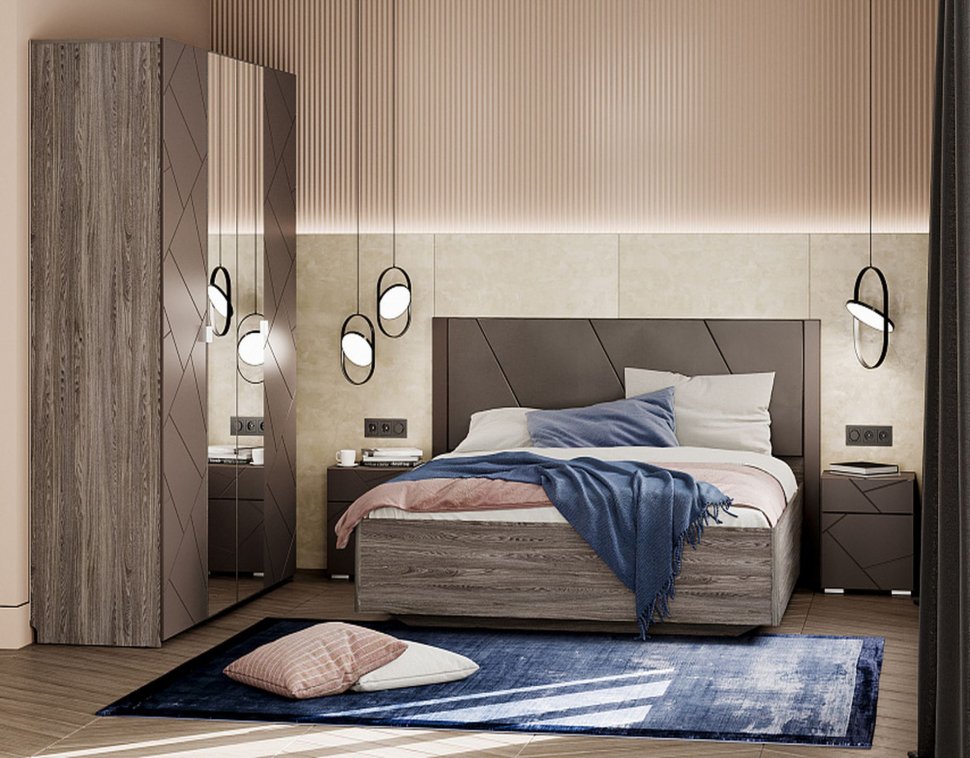 НМ 040.71-01 кровать Summit / ясень анкор тёмный / графит софт