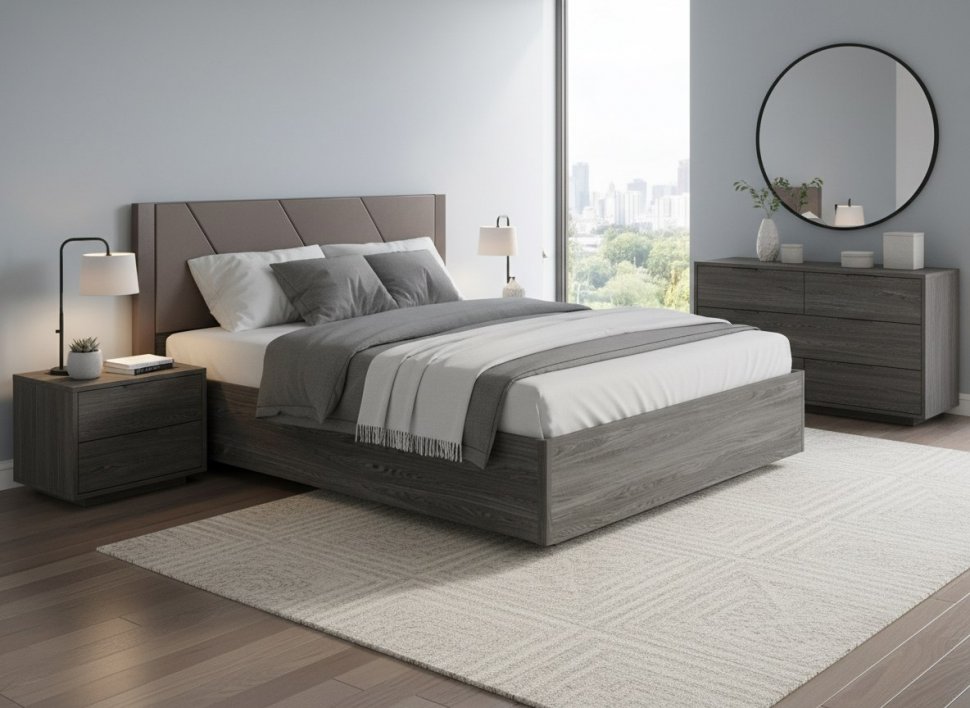 НМ 040.71-01 кровать Summit / ясень анкор тёмный / графит софт