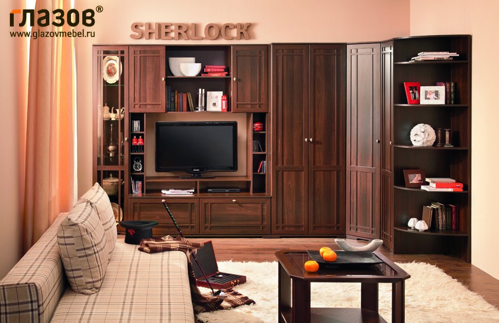 Гостиная Sherlock Глазов-мебель (Орех Шоколадный) Вариант 3