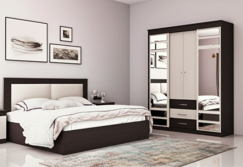 Шкаф-купе Юнона Комби (Горизонт) Венге / Дуб Молочный