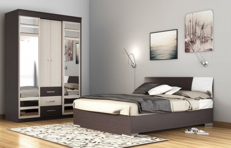 Шкаф-купе Юнона Комби (Горизонт) Венге / Дуб Молочный