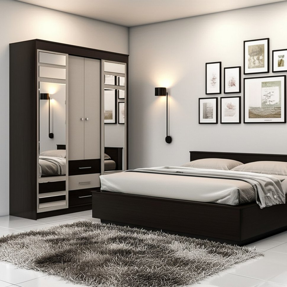 Шкаф-купе Юнона Комби (Горизонт) Венге / Дуб Молочный