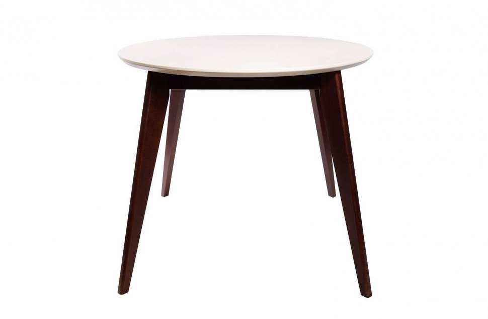 Стол обеденный круглый Олсон Мини 100, грецкий орех/слоновая кость