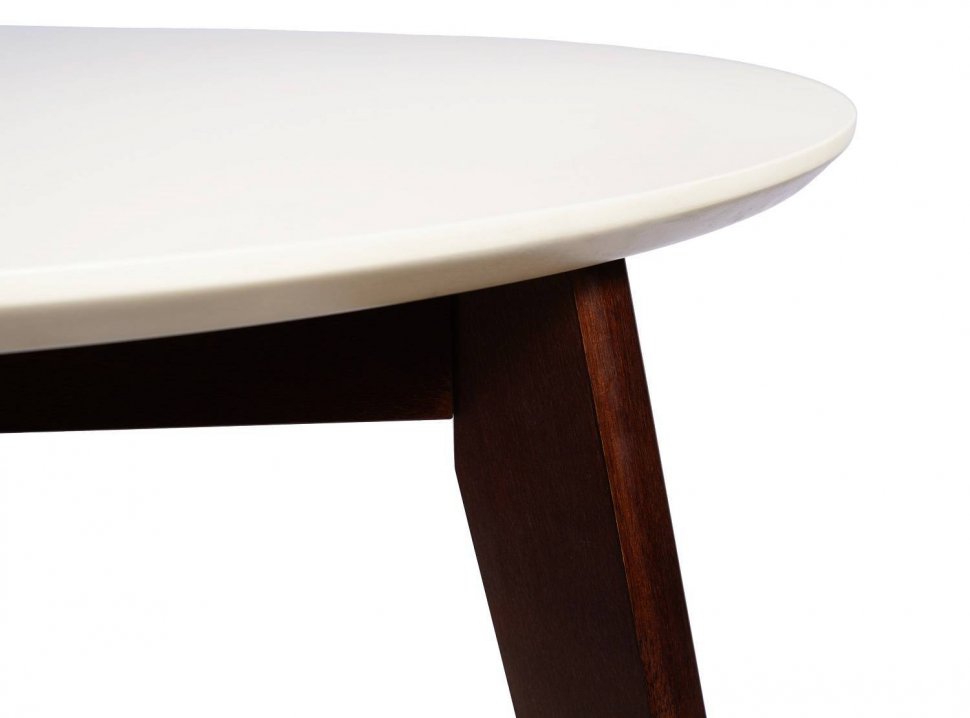 Стол обеденный круглый Олсон Мини 100, грецкий орех/слоновая кость