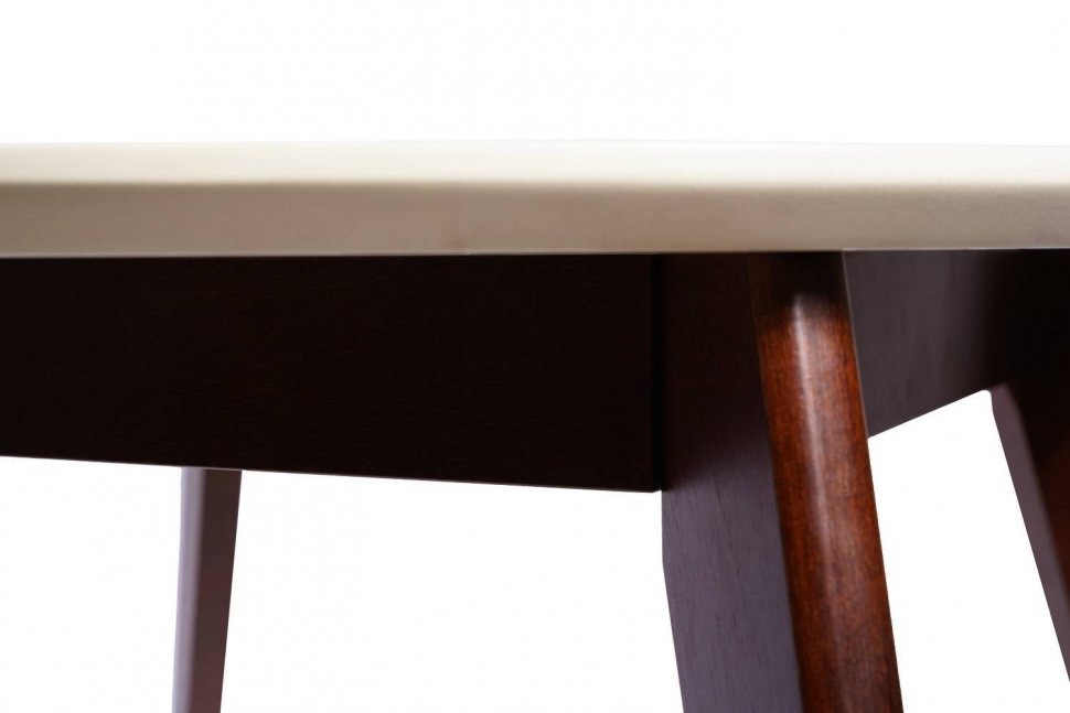 Стол обеденный круглый Олсон Мини 100, грецкий орех/слоновая кость