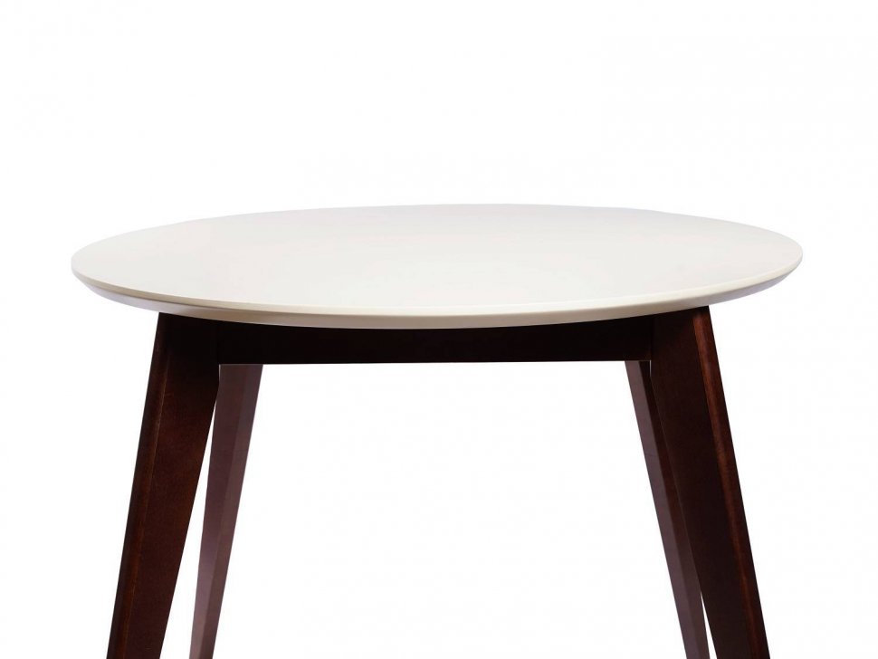 Стол обеденный круглый Олсон Мини 100, грецкий орех/слоновая кость