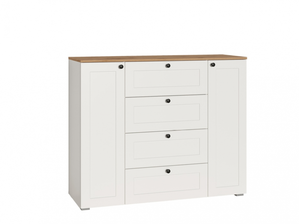 Остин Комод 16.221 Белый шагрень/Дуб Вотан