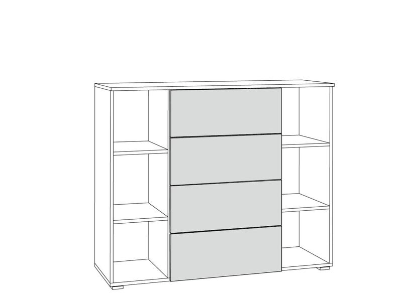 Остин Комод 16.221 Белый шагрень/Дуб Вотан