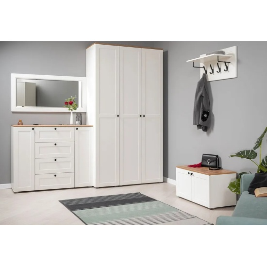 Остин Комод 16.221 Белый шагрень/Дуб Вотан