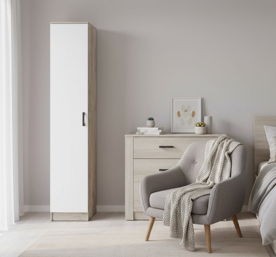 Пенал Ронда ШК-1, Дуб крафт серый, Белый