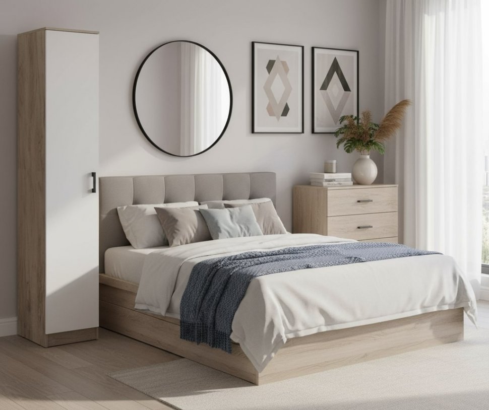 Пенал Ронда ШК-1, Дуб крафт серый, Белый