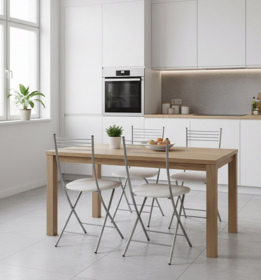 Стул Хлоя Складной Серебро/ Борнео милк