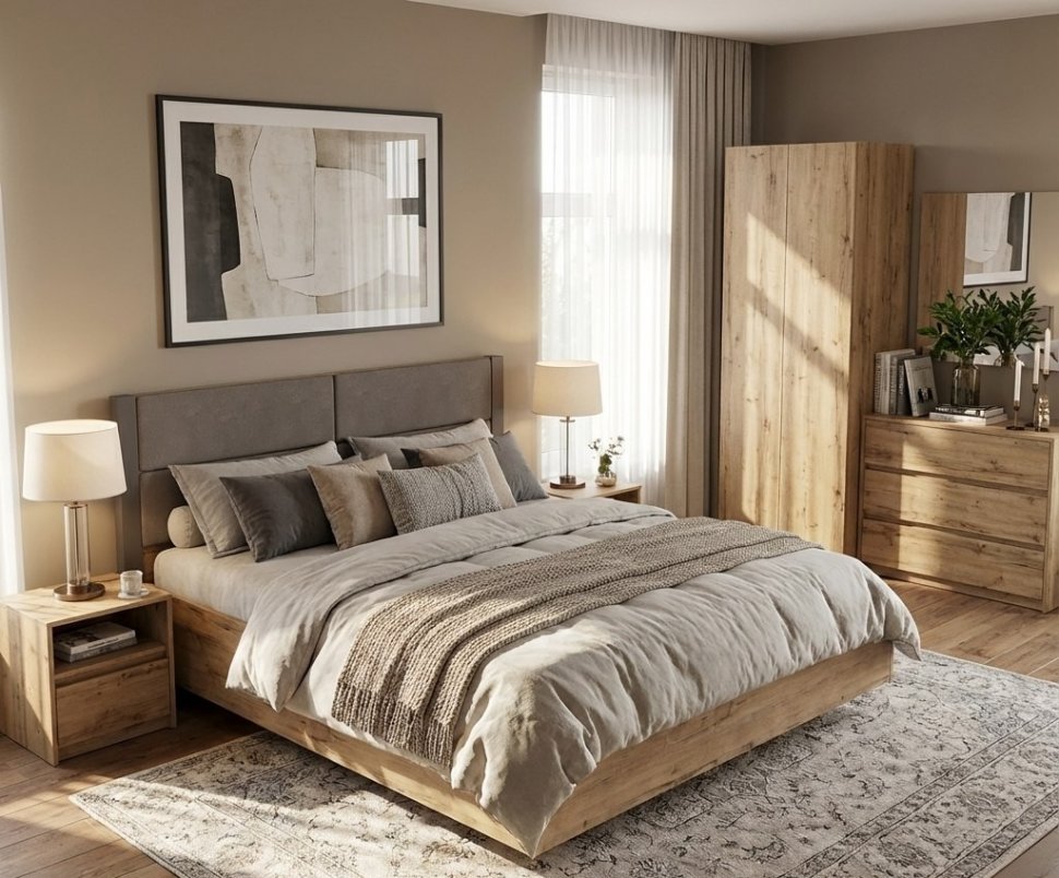 НМ 040.52-01 Кровать Livorno /дуб бунратти / софт графит