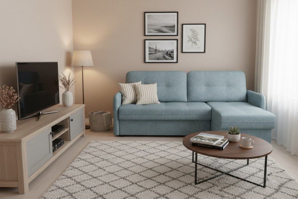 Диван-кровать угловой SMART 1 2Т-1Пф Рогожка Sherlock 975