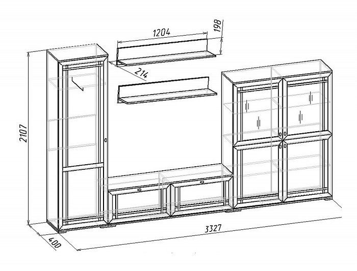 Гостиная Sherlock Глазов-мебель (Орех Шоколадный) Вариант 4