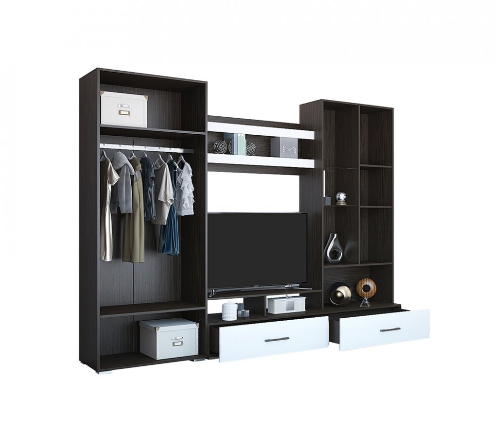 Стенка в гостиную Ненси-1 (Венге / Капучино глянец)