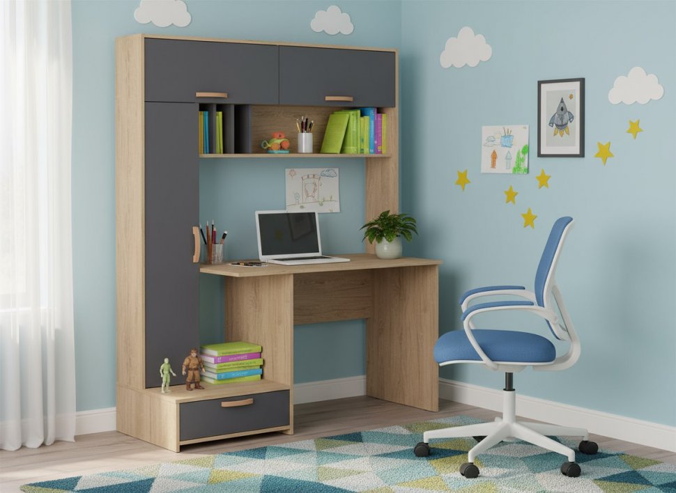 Лайт Стол письменный 03.243 Гикори Рокфорд натуральный / Темно-серый