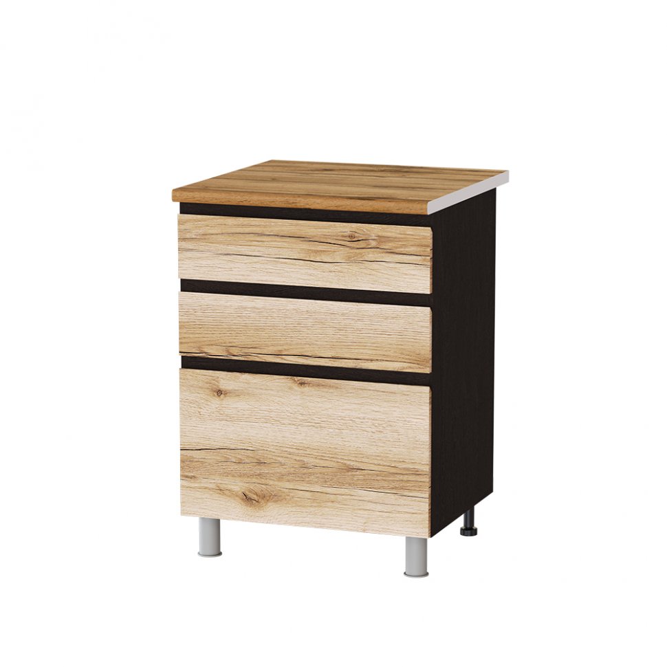 Шкаф кухонный нижний с ящиками 60 Плейона (ТЭКС) П6Р3 Дуб Делано