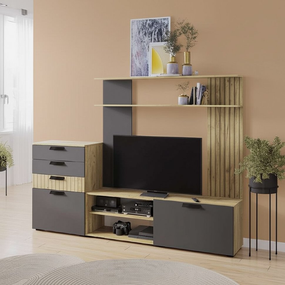 Мини-стенка Мишель ГС-05 (БТС) Крафт / Графит