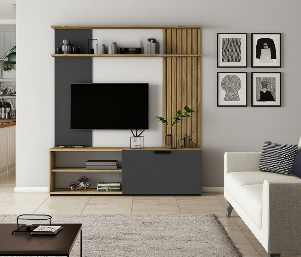 Мини-стенка Мишель ГС-05 (БТС) Крафт / Графит