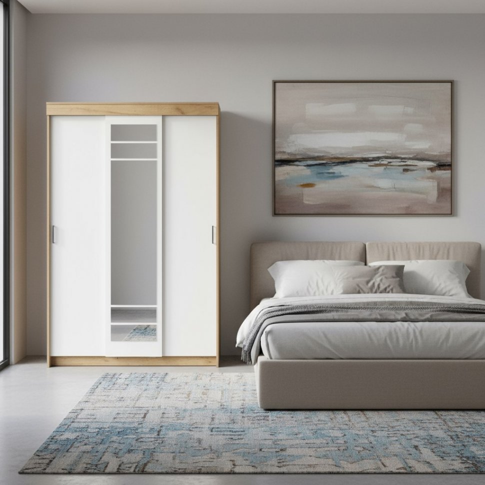 Шкаф-купе ШКП 7, Дуб Золотой, Белый