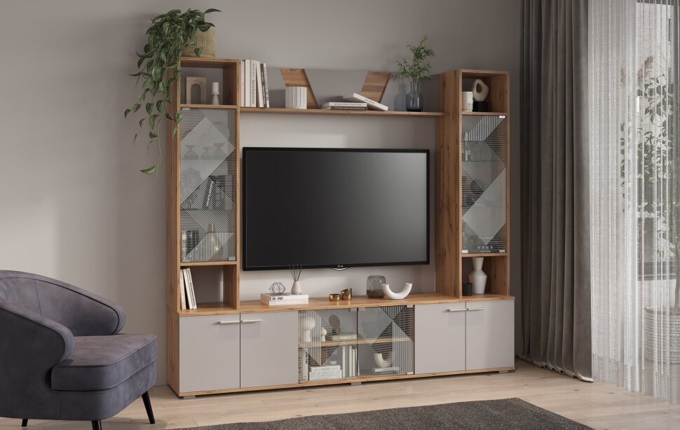 63.03 Тумба для ТВ Дуб золотой/Кашемир