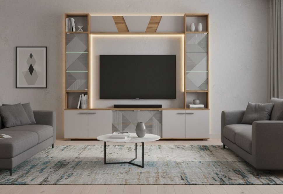 63.03 Тумба для ТВ Дуб золотой/Кашемир