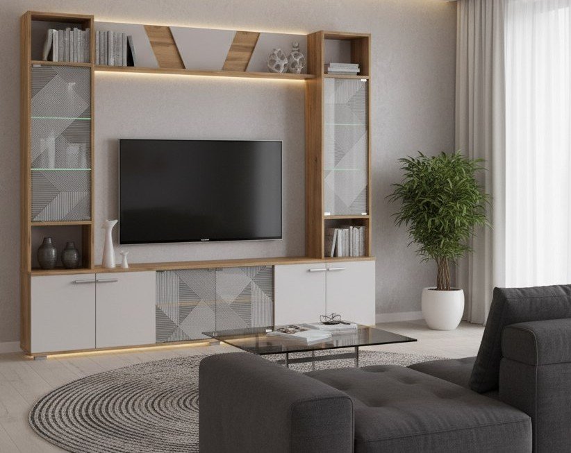 63.03 Тумба для ТВ Дуб золотой/Кашемир