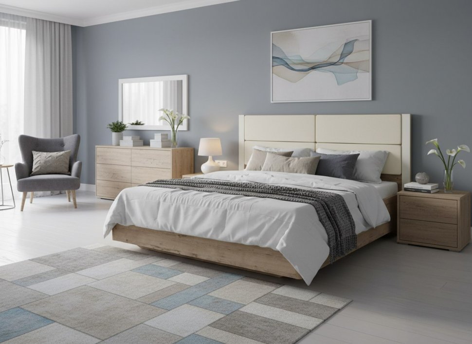 НМ 040.52-01 Кровать Livorno /дуб бунратти / софт панакота