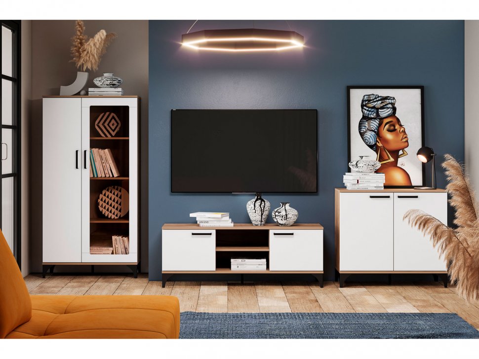 НМ 013.52 Марсель шкаф-пенал Дуб Крафт табачный/Меренга