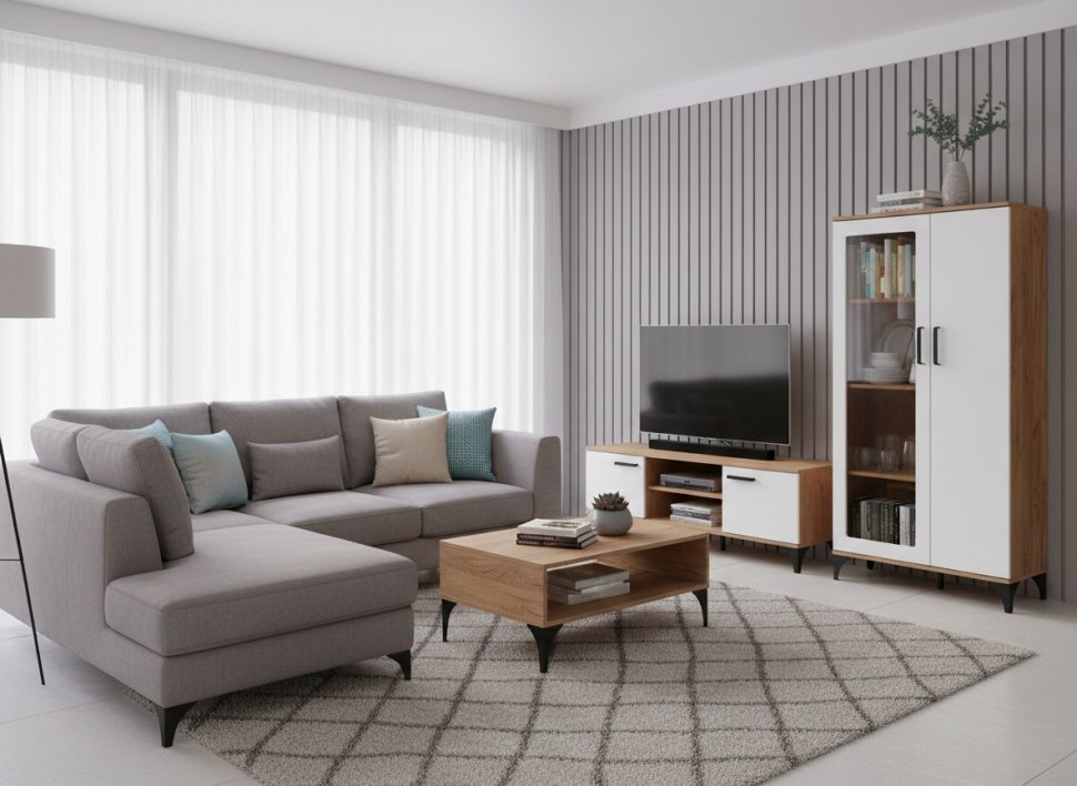 НМ 013.52 Марсель шкаф-пенал Дуб Крафт табачный/Меренга