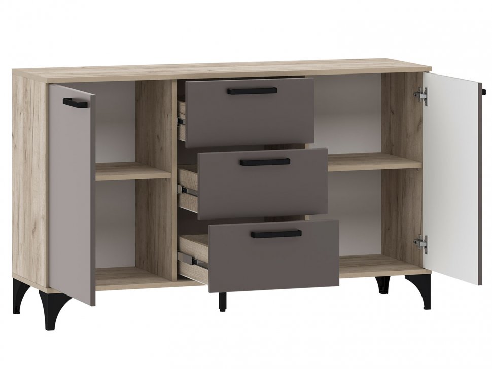 Марсель гостиная комплектация 2 Дуб Крафт серый/Софт графит