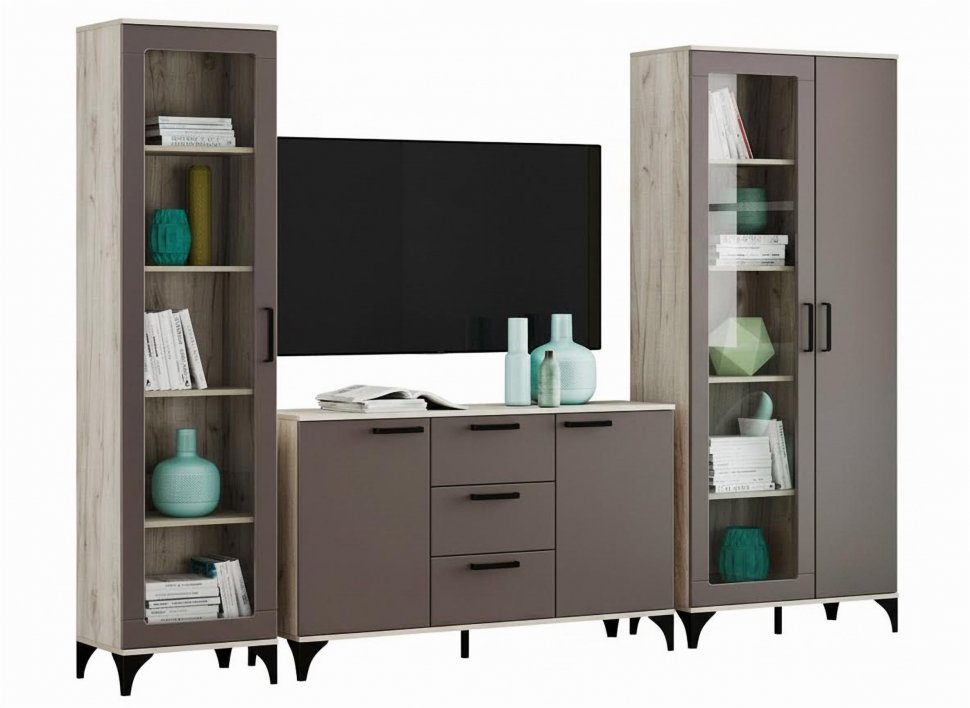 Марсель гостиная комплектация 2 Дуб Крафт серый/Софт графит