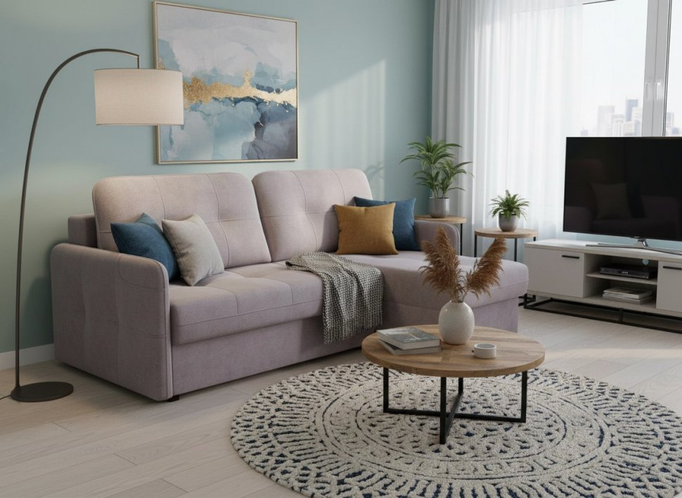 Диван-кровать угловой SMART 1 2Т-1Пф Велюр Кашемир 890