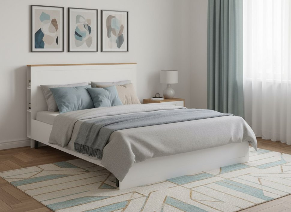 Остин Кровать 11.53 белый/дуб золотой