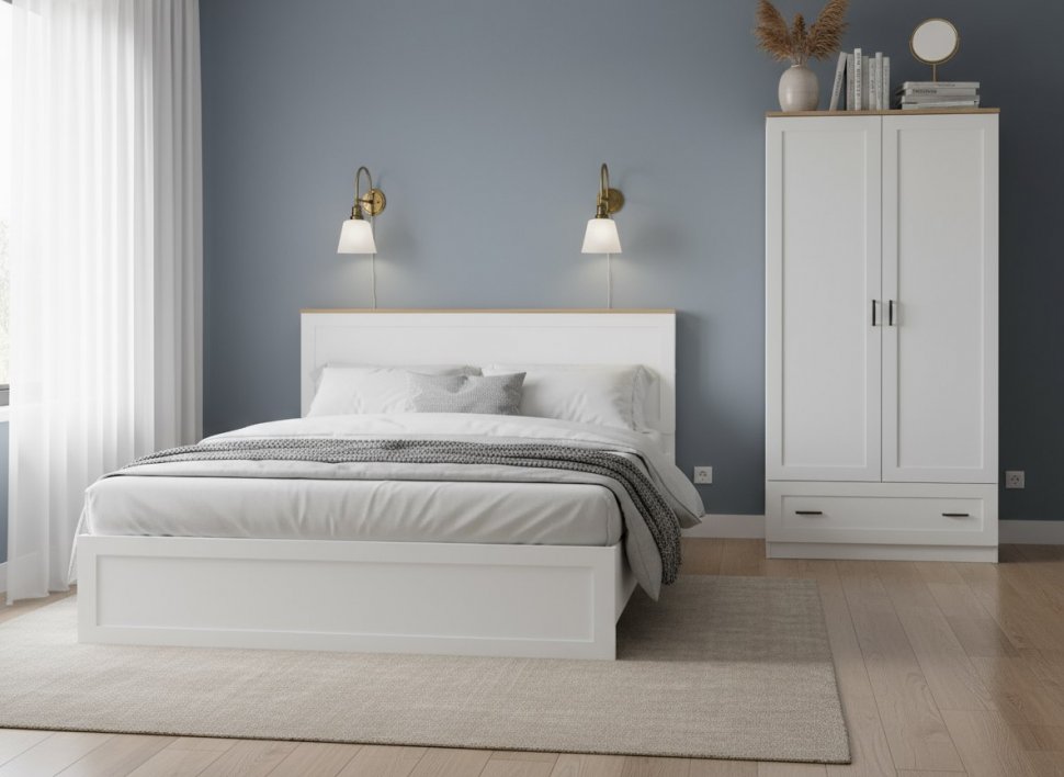 Остин Кровать 11.53 белый/дуб золотой