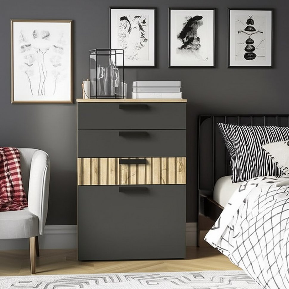 Комод Мишель (БТС) КМ-12 Крафт / Графит