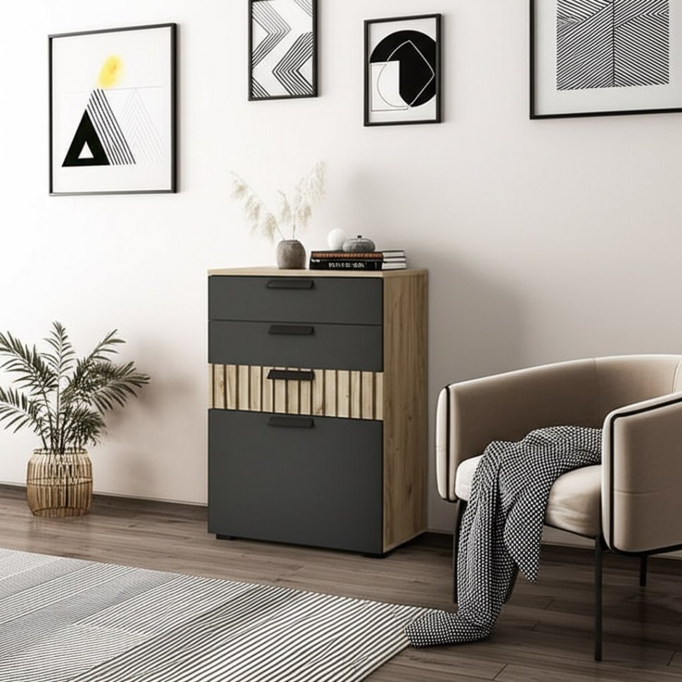 Комод Мишель (БТС) КМ-12 Крафт / Графит